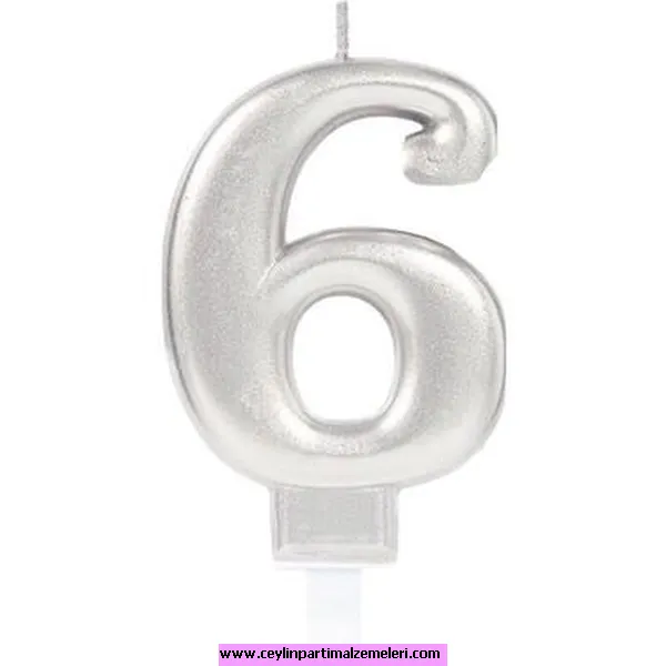 6 Rakam Mum Gümüş